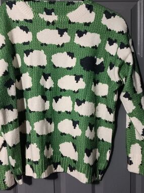 Green Sheep Pattern Knit Sweater